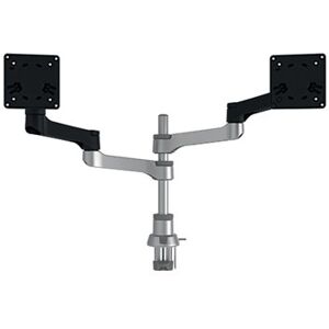 R-Go Zepher 4 C2 Dual Monitor Arm Desk Mount Adjustable Circular Black/Silver RGOVLZE4TWSI