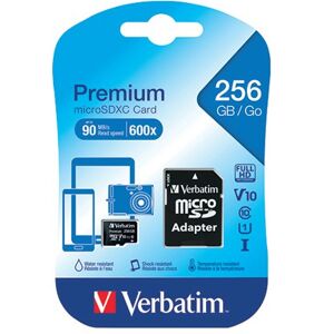 Verbatim Premium Micro SDXC Card with Adapter 256GB C10/U1 44087