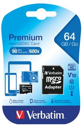 Verbatim Premium SDXC Micro Card 64GB with Adapter 44084