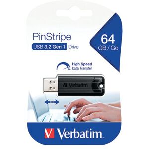 Verbatim Pinstripe USB 3.0 Flash Drive 64GB Black 49318