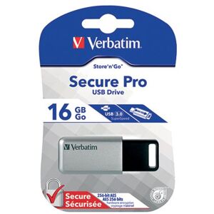 Verbatim Secure Pro USB 3.0 Flash Drive 16GB Silver/Black 98664