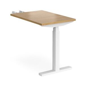 Height Adjustable Desk Rectangular Desk With Return 600mm Oak Tops With White Frames Elev8 Touch Height Adjustable Desk Rectangular Desk With Return 600mm Oak Tops With White Frames Elev8 Touch