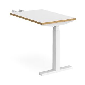 Height Adjustable Desk Rectangular Desk With Return 600mm White/Oak Tops With White Frames Elev8 Touch Height Adjustable Desk Rectangular Desk With Return 600mm White/Oak Tops With White Frames Elev8 Touch