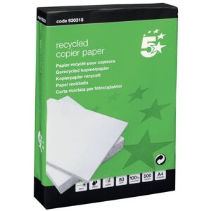 5 Star office 5 Star Eco Copier Paper Recycled 80gsm A4 White Ream-Wrapped (Pack of 5) 5 Star office 5 Star Eco Copier Paper Recycled 80gsm A4 White Ream-Wrapped (Pack of 5)