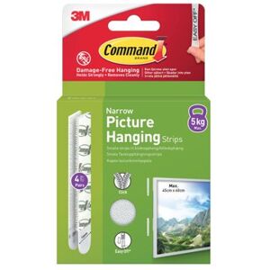 Command Picture Hanging Strips 4 Pairs Narrow White (Pack of 8) 7100337191 Command Picture Hanging Strips 4 Pairs Narrow White (Pack of 8) 7100337191