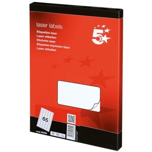 5 Star Office Multipurpose Labels Laser Copier Inkjet 38.1x21.2mm White (Pack of 6500) 5 Star Office Multipurpose Labels Laser Copier Inkjet 38.1x21.2mm White (Pack of 6500)