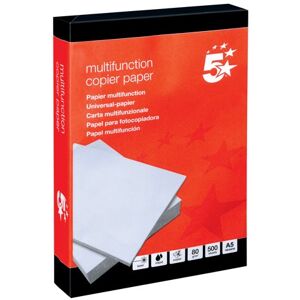 5 Star Office Copier Paper Multifunctional 80gsm A5 White Ream-Wrapped (Pack of 10 5 Star Office Copier Paper Multifunctional 80gsm A5 White Ream-Wrapped (Pack of 10