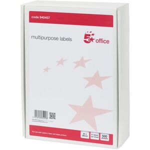 5 Star office 5 Star Multipurpose Labels Laser Copier Inkjet 64x38mm White (Pack of 10500) 5 Star office 5 Star Multipurpose Labels Laser Copier Inkjet 64x38mm White (Pack of 10500)