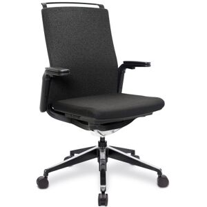 Darwin Sennen High Back Fabric Manager Chair with Slimline Seat & Back, Built-in Levers and Nylon Base with Silver Detail - Black Darwin Sennen High Back Fabric Manager Chair with Slimline Seat & Back, Built-in Levers and Nylon Base with Silver Detail - Black
