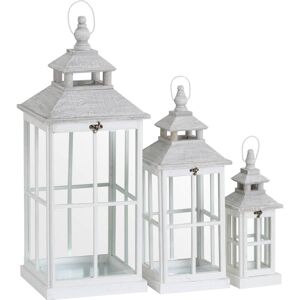 Hill Set Of 3 White Window Style Lanterns With Open Top Hill Set Of 3 White Window Style Lanterns With Open Top