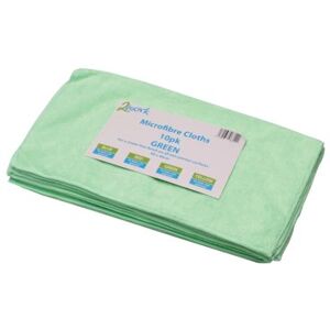 2Work Microfibre Cloth 400x400mm Green (Pack of 10) CNT01624 2Work Microfibre Cloth 400x400mm Green (Pack of 10) CNT01624