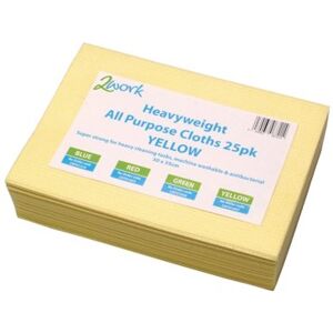 2Work Heavyweight All Purpose Cloth 500x350mm Ylw Pack of 25 CNT01647 2Work Heavyweight All Purpose Cloth 500x350mm Ylw Pack of 25 CNT01647