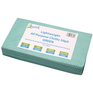 2Work Lightweight All Purpose Cloth 600x300mm - Green - 50 Pack - Cloth 2Work Lightweight All Purpose Cloth 600x300mm - Green - 50 Pack - Cloth
