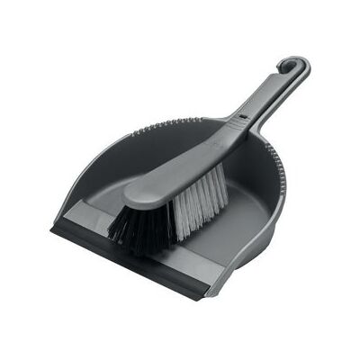 Addis Dustpan and Soft Brush Set Metallic Serrated Edge to Clean Brush Bristles 510390 Addis Dustpan and Soft Brush Set Metallic Serrated Edge to Clean Brush Bristles 510390