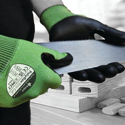 Ph Polyco Eco Cut Nitrile Palm Coated Hydrophobic Treated 1 Pair Gloves Size 9 Green/Black (Pack of 10) PECT 9 Ph Polyco Eco Cut Nitrile Palm Coated Hydrophobic Treated 1 Pair Gloves Size 9 Green/Black (Pack of 10) PECT 9