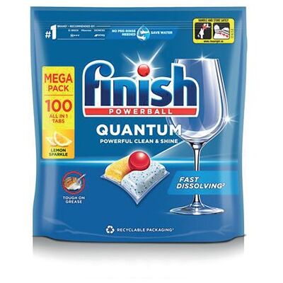 Finish Quantum Dishwasher Tablets Lemon 100 Tablets Pack of 4 3312018 Finish Quantum Dishwasher Tablets Lemon 100 Tablets Pack of 4 3312018