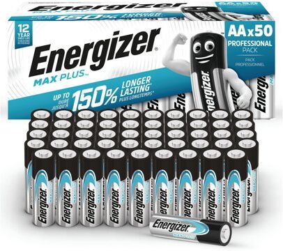 Energizer Max Plus AA Alkaline Batteries (Pack of 50) E303865500