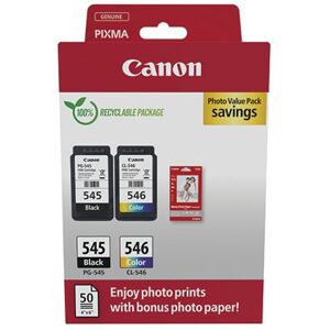 Canon PG-545/CL-546 Inkjet Cartridge + Glossy Photo Paper Value Pack Black/Colour 8287B008