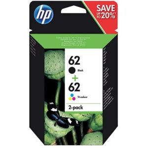 HP 62 Inkjet Cartridges 2-Pack Black and Tri-Colour CMY N9J71AE