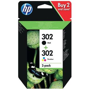 HP 302 Ink Cartridges Black/Tri-Colour CMY (Pack of 2) X4D37AE