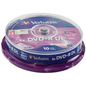 Verbatim DVD+R Double Layer Non-Printable 8x 8.5GB (Pack of 10) 43666