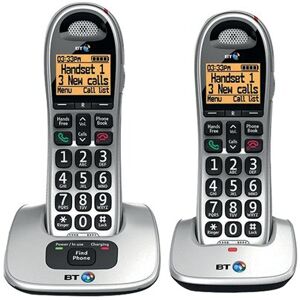 British Telecom BT Bt4000 Twin Big Button DECT Cordless Phone Silver/Black 069265