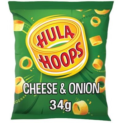 Hula Hoops Cheese and Onion Crisps 34g Pack of 32 09077 Hula Hoops Cheese and Onion Crisps 34g Pack of 32 09077