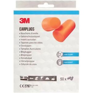 3M Disposable Earplugs 1100 Soft Foam Orange (Pack of 50) 1100-50 3M Disposable Earplugs 1100 Soft Foam Orange (Pack of 50) 1100-50