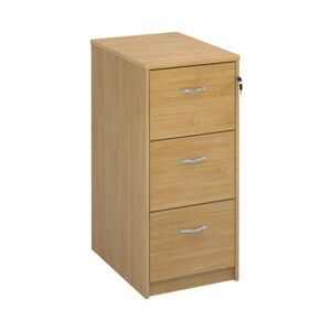 Deluxe Wooden 3 drawer filing cabinet with silver handles 1045mm high - oak