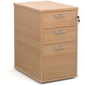 Universal Desk high 3 drawer pedestal with silver handles 600mm deep - beech