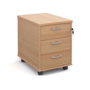 Maestro 25 Mobile 3 drawer pedestal with silver handles 600mm deep - beech