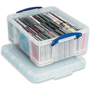 Really Useful 18L Plastic Storage Box with Lid L480xW390xD200mm CD/DVDs Clear EBCCD