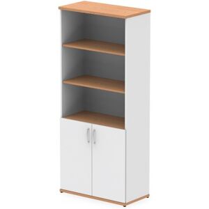 Impulse 2000mm Open Shelves Cupboard Oak and White with White Doors Impulse 2000mm Open Shelves Cupboard Oak and White with White Doors