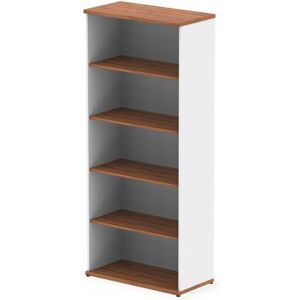 Impulse 2000mm Bookcase Walnut and White Impulse 2000mm Bookcase Walnut and White