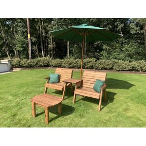 Own Brand HB188G - Grand Twin Straight Outdoor Seating Set c/w Coffee Table Green Accessories Own Brand HB188G - Grand Twin Straight Outdoor Seating Set c/w Coffee Table Green Accessories