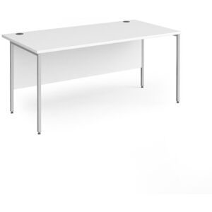 Office Desk   1600mm Rectangular Desk With H-Frame Leg   White Tops With Silver Frames   800mm Depth   Contract 25