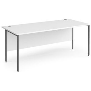 Office Desk   1800mm Rectangular Desk With H-Frame Leg   White Tops With Graphite Frames   Contract 25