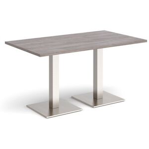 Office Table Rectangular Dining Table 1400 x 800mm Grey Oak Flat Square Brushed Steel Bases Brescia BDR1400-BS-GO
