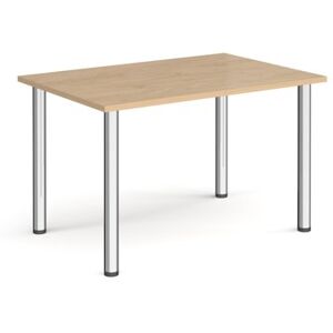 Dams Rectangular chrome radial leg meeting table 1200mm x 800mm - Kendal oak