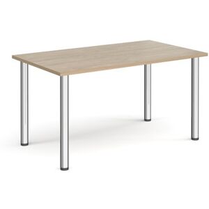Dams Rectangular chrome radial leg meeting table 1400mm x 800mm - Barcelona walnut