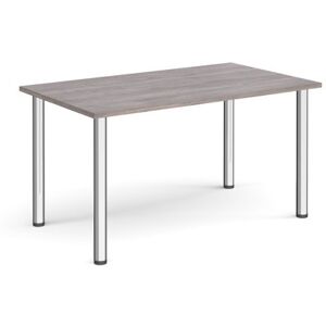 Dams Rectangular chrome radial leg meeting table 1400mm x 800mm - grey oak