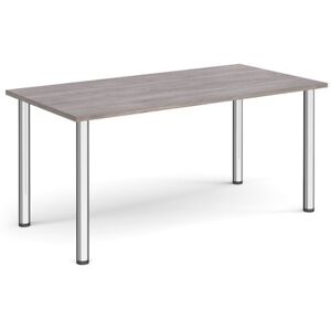 Dams Rectangular chrome radial leg meeting table 1600mm x 800mm - grey oak
