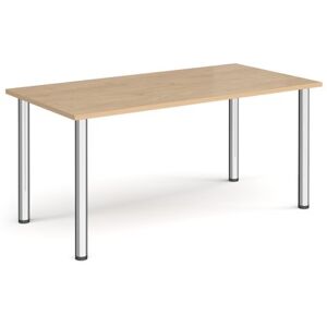 Dams Rectangular chrome radial leg meeting table 1600mm x 800mm - Kendal oak