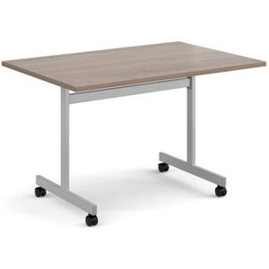 Dams Rectangular flip top meeting table with silver frame 1200mm x 800mm - Barcelona Walnut