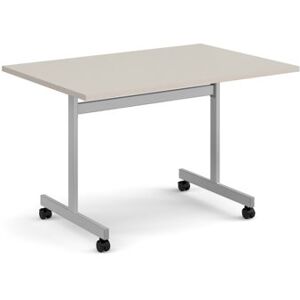 Dams Rectangular flip top meeting table with silver frame 1200mm x 800mm - Light Grey