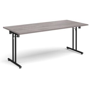 Dams Office Table Rectangular Folding Top 1800mm x 800mm Grey Oak Top Black Frame Straight Foot Rails SFL1800-K-GO