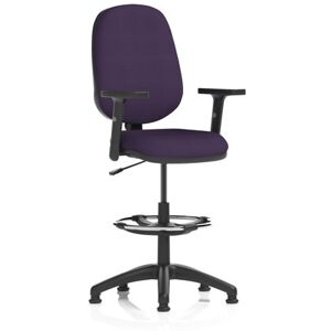 Eclipse Plus I Lever Task Operator Chair With High Rise Draughtsman Kit With Height Adjustable Arms Bespoke Colour Back And Seat Tansy Purple