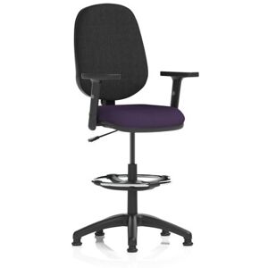 Eclipse Plus I Lever Task Operator Chair With High Rise Draughtsman Kit With Height Adjustable Arms Bespoke Colour Seat Tansy Purple