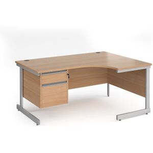 Office Desk Right Hand Corner Desk 1600mm With Pedestal Beech Top With Silver Frame 1200mm Depth Contract 25 CC16ER2-S-B Office Desk Right Hand Corner Desk 1600mm With Pedestal Beech Top With Silver Frame 1200mm Depth Contract 25 CC16ER2-S-B