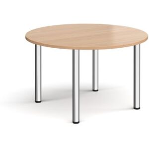 Dams Circular chrome radial leg meeting table 1200mm - beech Dams Circular chrome radial leg meeting table 1200mm - beech